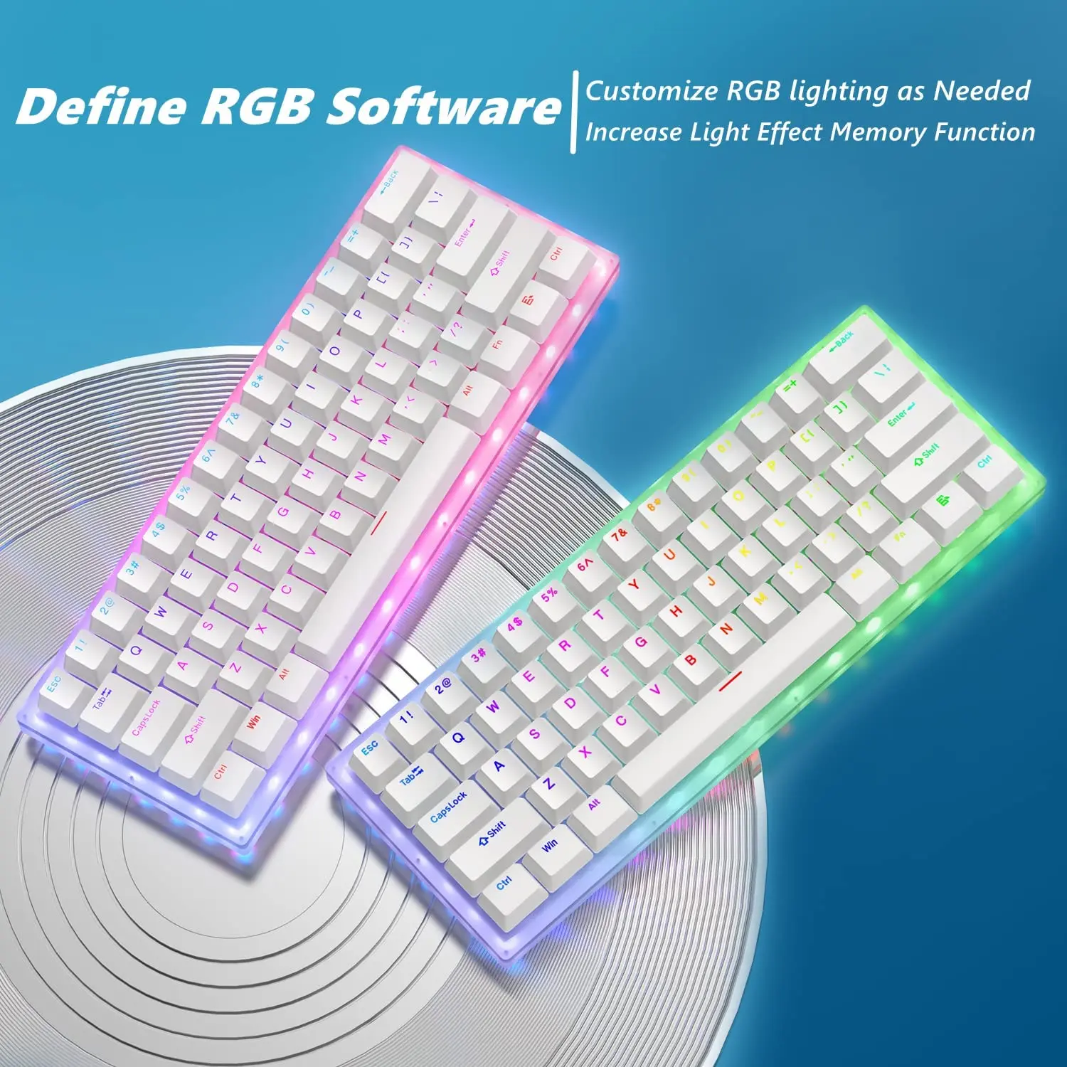 Womier K61 Mechanical Keyboard Hotswap 60% Layout Dual RGB Backlit Gamer Keyboard Compact 61 Keys Gateron Switch for PC PS4 Xbox keyboard on pc