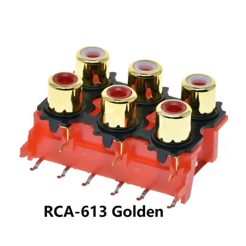 Description Picture 4 of item2PCS PCB Mounting Stereo Audio Video Jack RCA Female Connector Two Hole RCA-213 W+R Four Hole RCA-413 Six Hole RCA-613 Golden