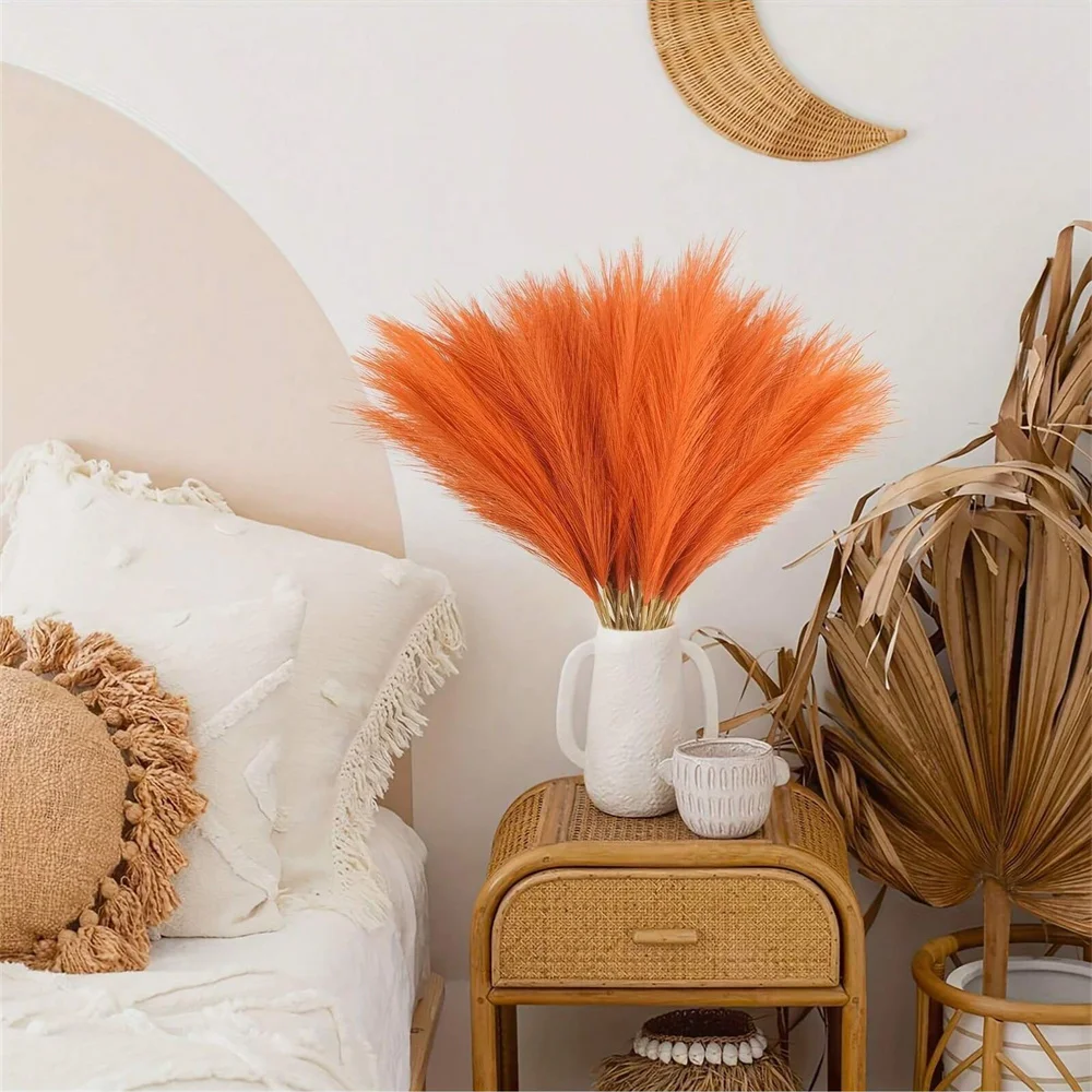 Artificial Pampas Grass in Orange, Beige, White, Blue, Black, Coffee, Brown, Red, Grey, and Pink 6