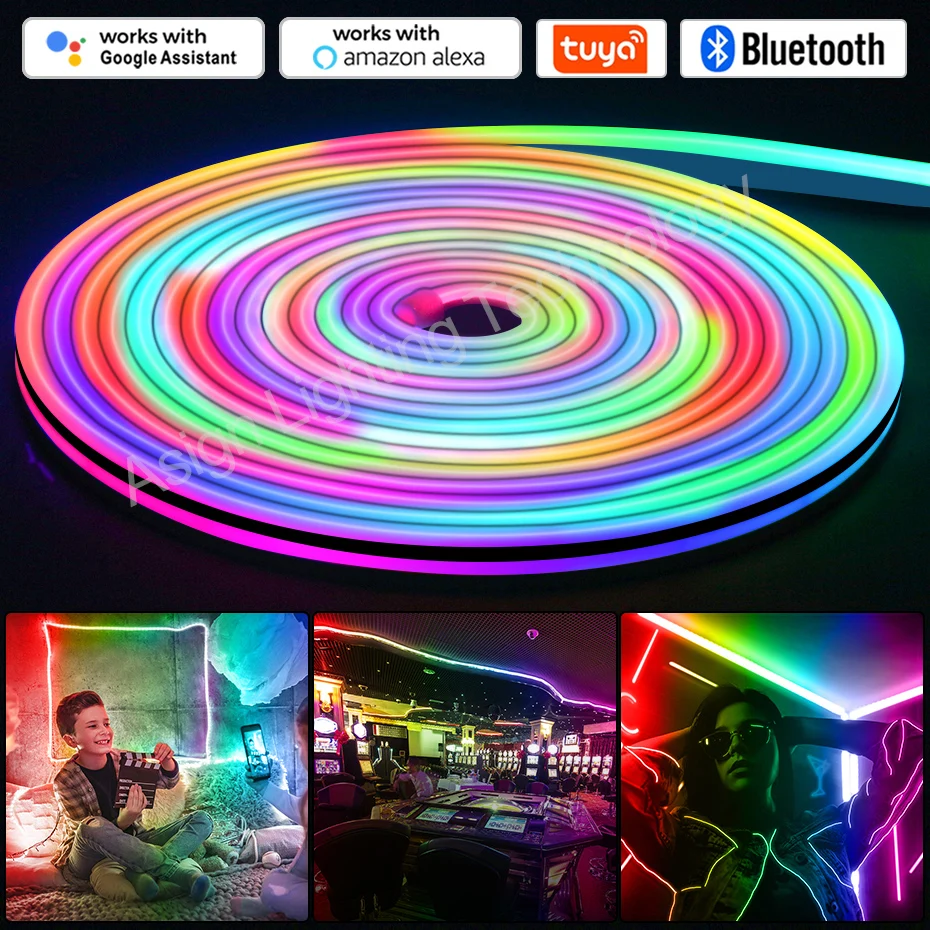 

Smart WiFi Bluetooth 12V RGBIC Neon Light Led Strip 5M 10M RGB Chasing Full Color Led Neon Waterproof Room Bars Decoration
