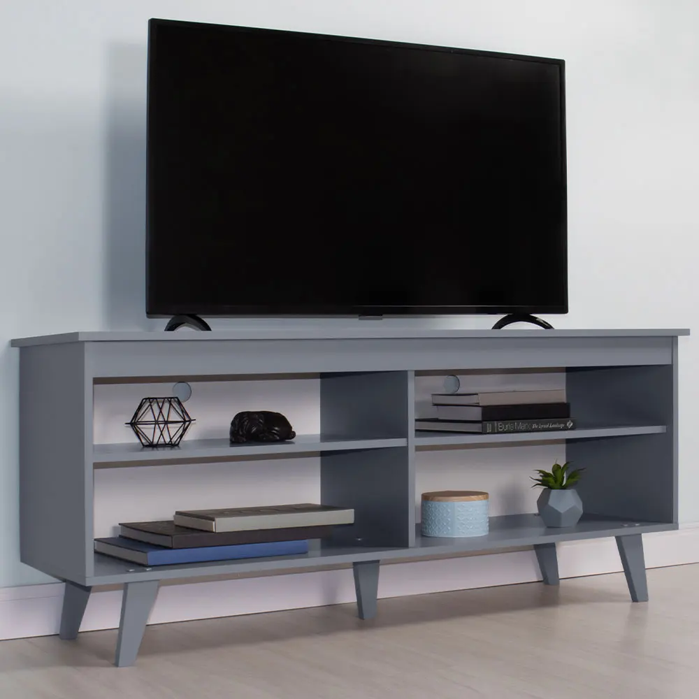 Mueble Mesa Para Tv Rack Madesa 4 Espacios Hasta 65 Gris 03