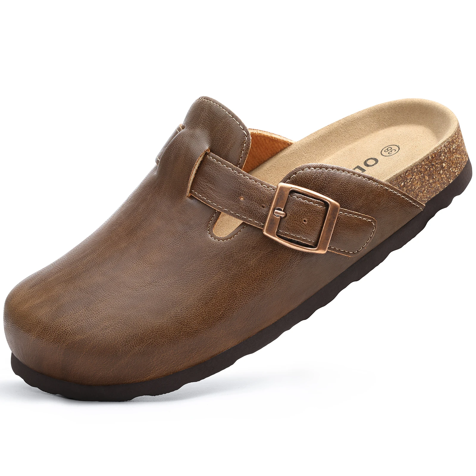 Vegan Leather Mules With Cork Insole And Arch Support For Women_voghion.com