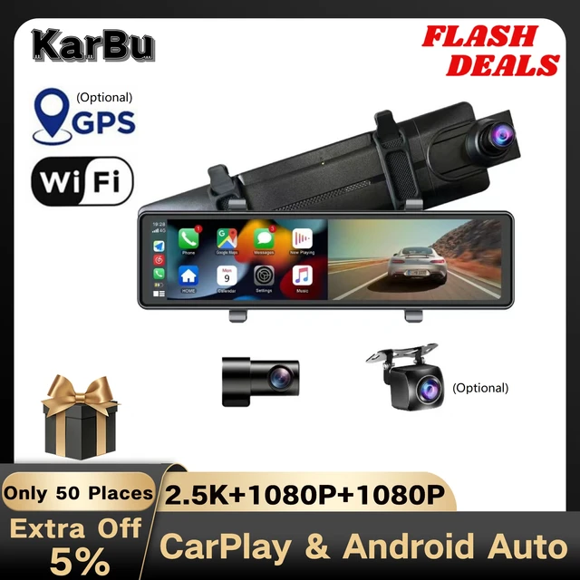 Panta lla carplay android auto dashcam wifi gps 24h park monitor dash cam  für auto kamera retro visor dvr vorne und hinten 3 dvrs - AliExpress