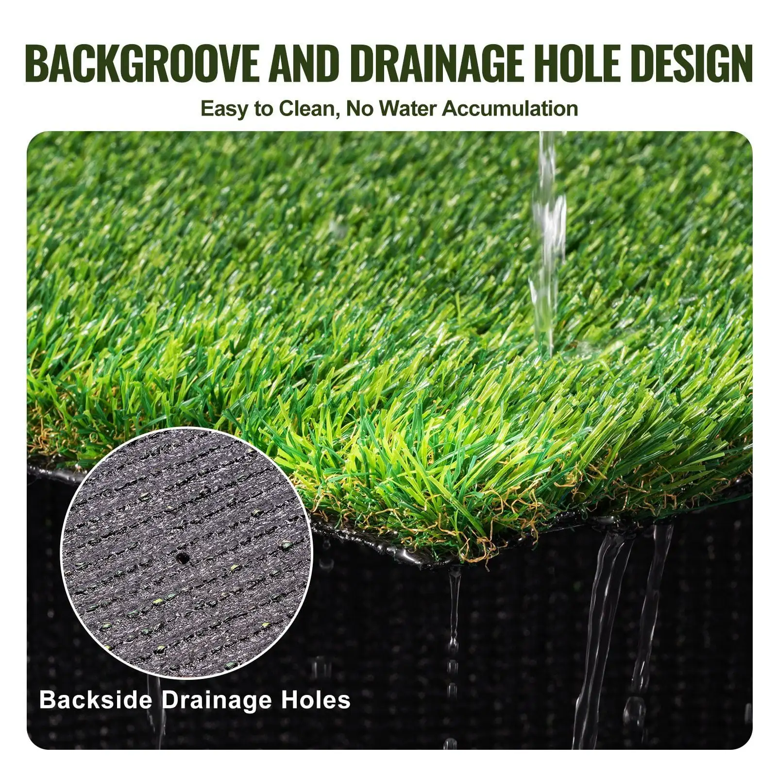 Artifical Grass, 4 x 6 ft Rug Green Turf, 1.38"Fake Door Mat Outdoor Patio Lawn Decoration, Easy to Clean with Drainage Holes