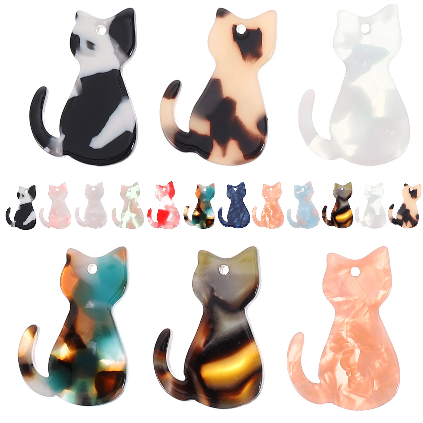 

30 Pcs DIY Acrylic Acetate Handmade Jewelry Cat Pendant (mixed Colors 40pcs) Charms for Bracelet Making Necklaces Shaped