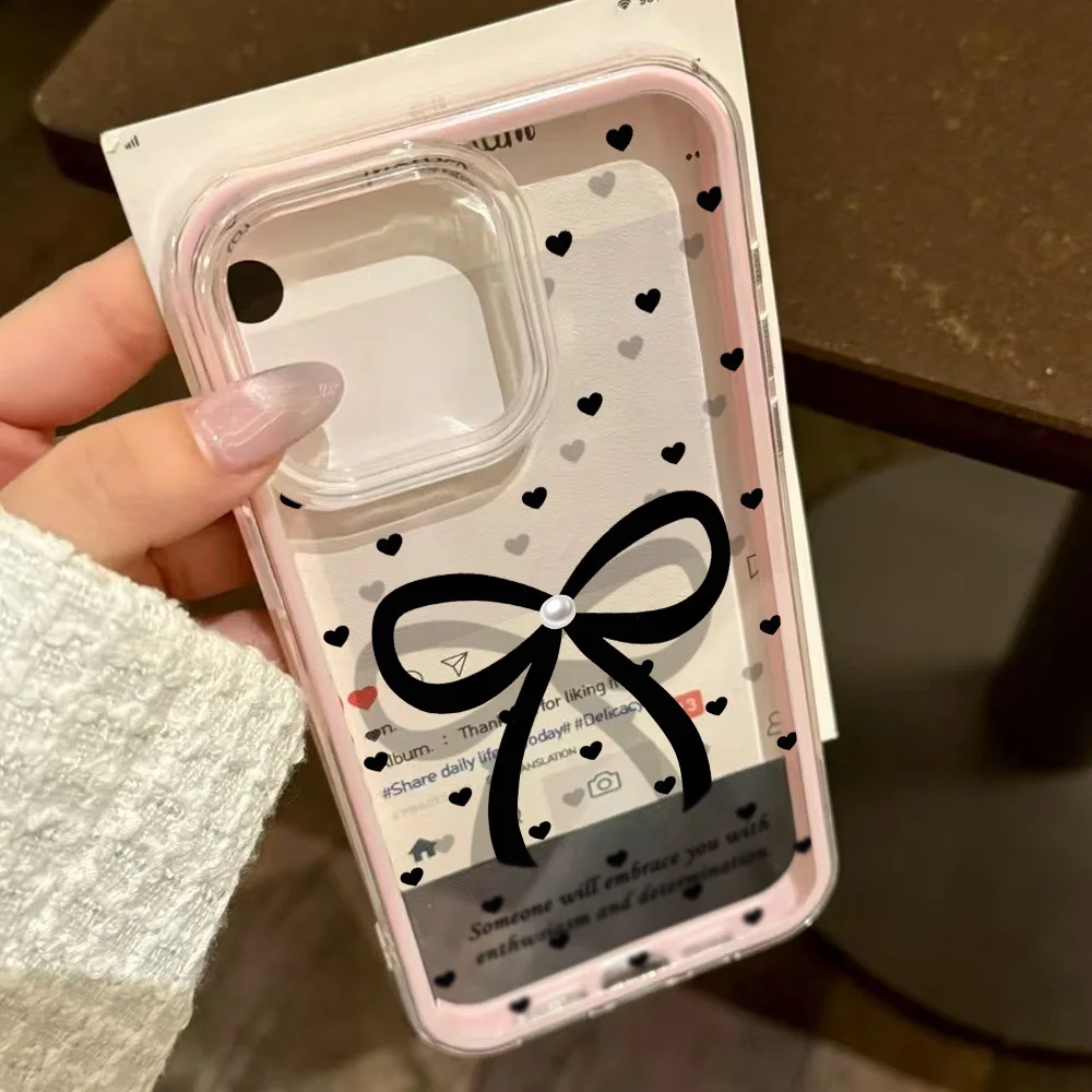 Elegant Black Bow Clear 2-in-1 Phone Case Cover
