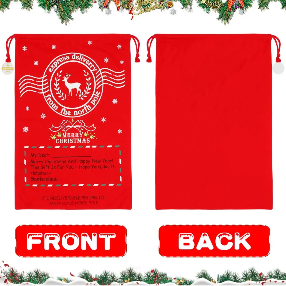 Christmas Large Santa Sack Felt Candy Gifts Bag 50*70cm Canvas Storage Bags Kids Christmas Decoration New Year