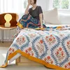 230x250cm 100% Muslin Cotton Blanket 4 Layers Cotton Gauze Warm Soft Throw Plaid Bed Cover Blankets Bedspread Sofa Throw Blanket 4