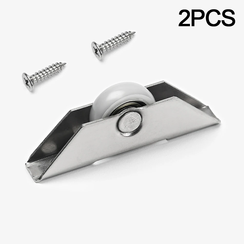 2Pcs Cabinet Glass Sliding Door Roller Clamp Pulley Wheel For Glass Door Screen Window Sliding Wheel Cabinet