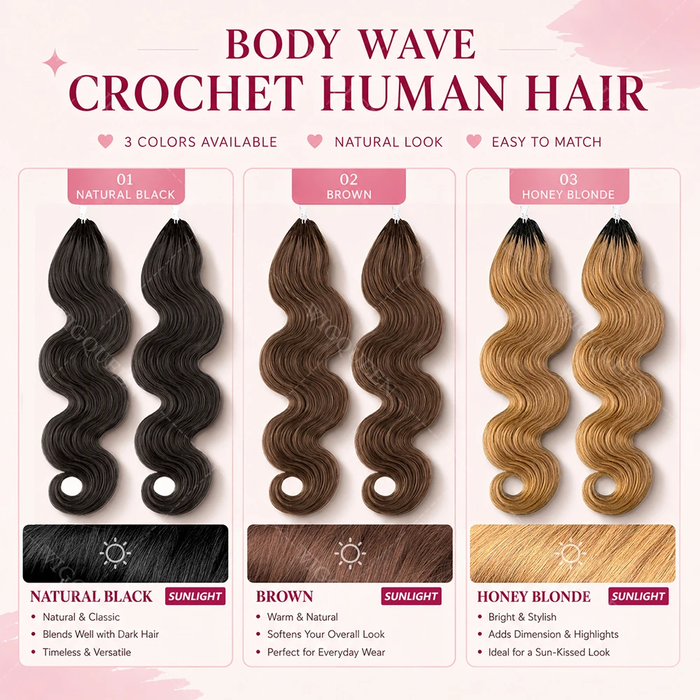 Dark Brown Miracle Knots Feather Crochet 100% Human Hair Extension Body Wave Pre-Separated Crochet Braid Hair Bundles Human Hair 4