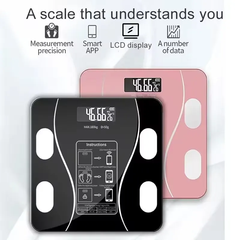 1PC body fat scale, BT BMI scale, intelligent wireless digital body composition analyzer, bathroom tools