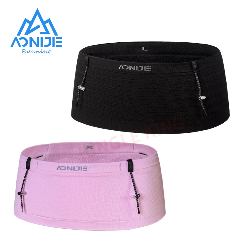 

AONIJIE W8116 Pink Black Woven Elastic Sports Waist Pack Running Race Number Belt For Triathlon Marathon Cycling Mountaineering