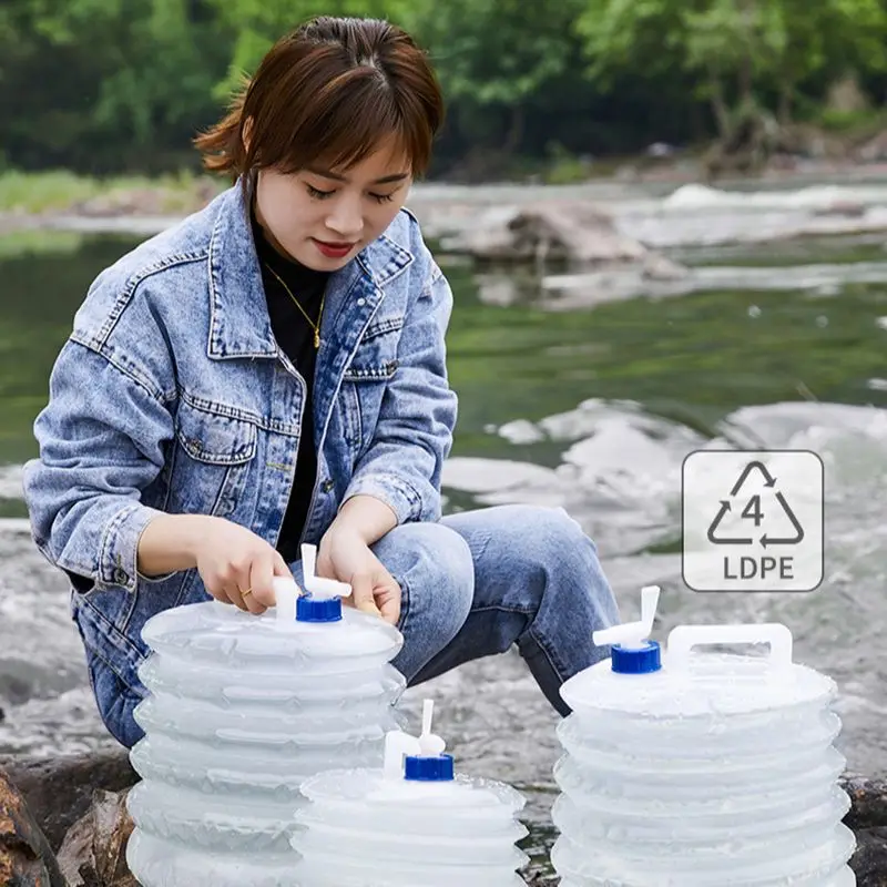 3-15L Capacity Car Collapsible Outdoor Water Bucket Portable Driving Water Tank Container Faucet ведро for Camping Picnic Hiking