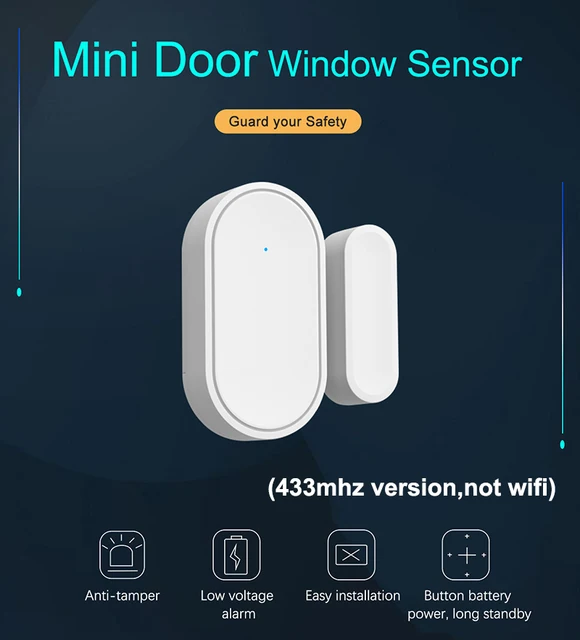 TAIBOAN Wireless 433mhz Door Window Sensor Mini Alarm Sensor Armed Disarmed for Home Security Alarm System APP Remote Control 4