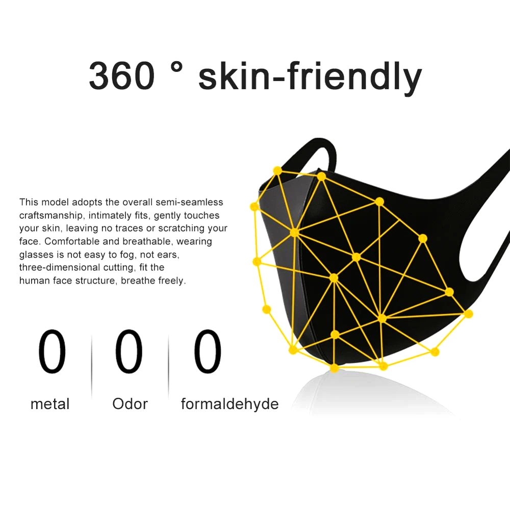 Tcare New 3Pcs/Set Adult Kids Unisex Outdoor Sports Summer Washable and Reusable Comfortable Dust Cover Ice Silk Mask for Travel 3
