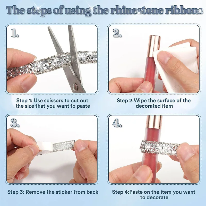1/2/3 Yards Resin Rhinestone Ribbon Self Adhesive Diamond Ribbon Crystal Roll Glitter Resin Diamond Belt Bling For DIY Art Craft
