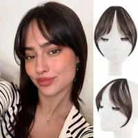 Extensions de cheveux synthétiques à clipser pour la partie frontale, avec frange à raie centrale, naturelles, sans démarcation, style oblique français et frange en forme de huit 2
