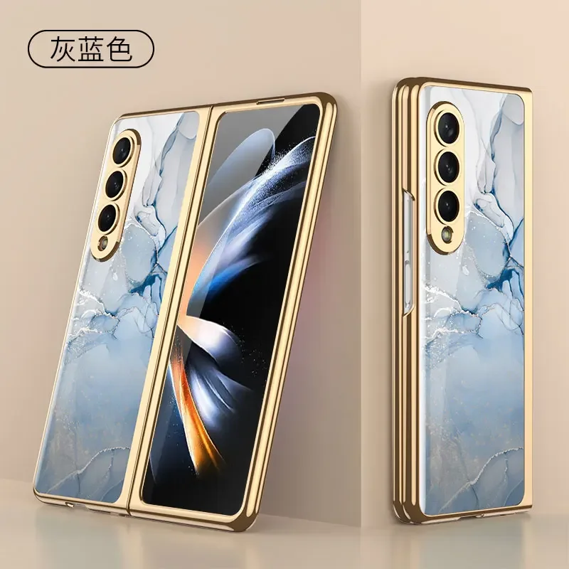For Samsung Galaxy Z fold 3 case electroplated painted pattern tempered glass co