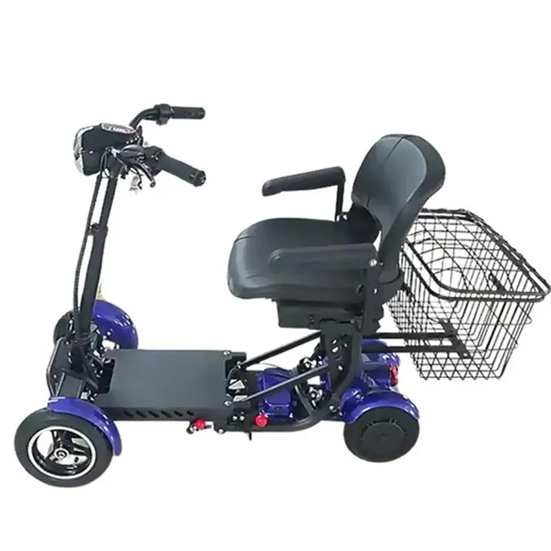 Scooter Elettrico Pieghevole A 4 Ruote Per Disabili Doppio Motore 250W 36V Scooter Da Viaggio Pieghevole Per Adulti Con Pulsante Di Retromarcia