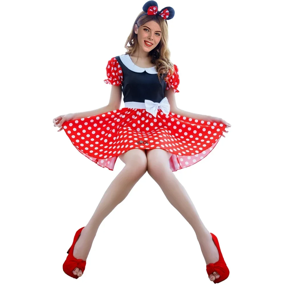 Anime  Mouse Costume Girls  Dress Summer Adult Cartoon Dress Headband Halloween Christmas Costume