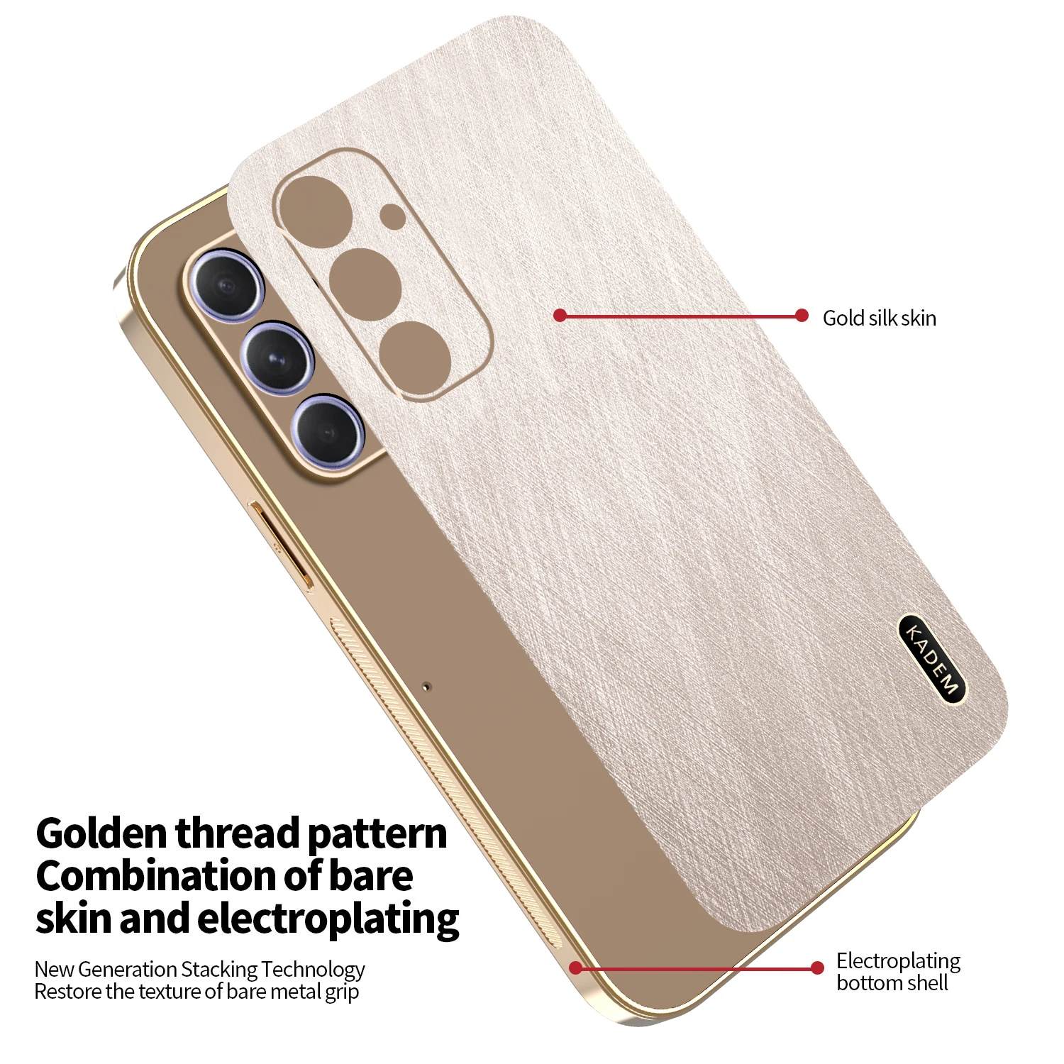 Gold Silk Texture Leather Plating Electroplated Tough Cover