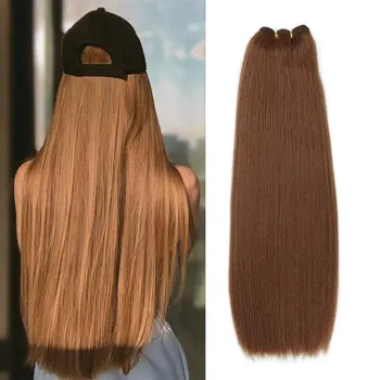 Estensioni dei capelli lisci da 18 pollici per le donne fasci di capelli Ombre fibra resistente al calore tessitura dei capelli lisci sintetici 1