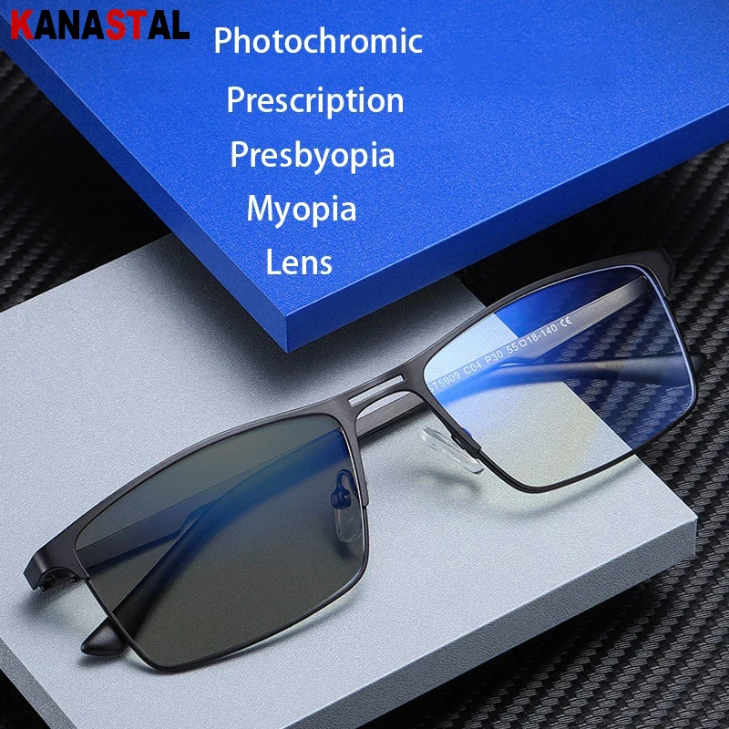 Men Photochromic Blue Light Blocking Glasses Prescription Optical