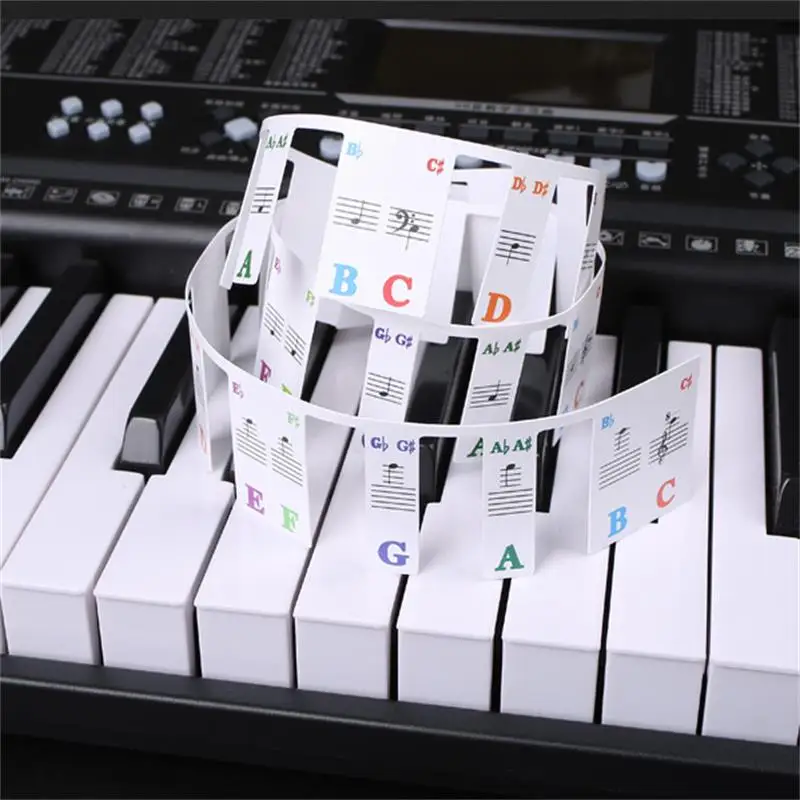 Piano Stickers 61 Keys 88 Keys Removable Piano for KEY Labels Piano Keyboard Stickers Rake Notes Marker Overlay for Fingering