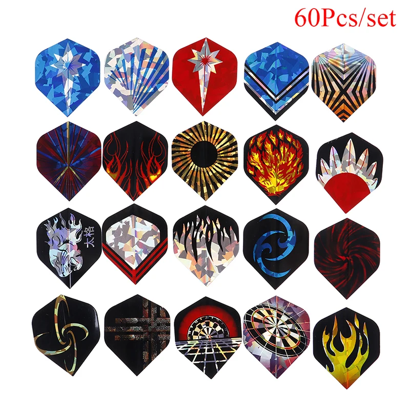 

60Pcs PVC Cool Laser Dart Wing Dart Feather Dart Wing Dart Tail