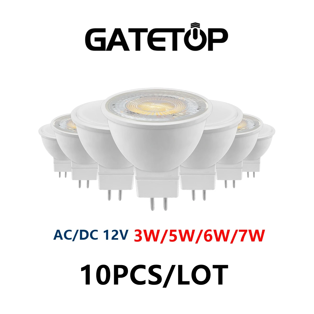 

10PCS MR16 GU5.3 in-line spot light AC/DC 12V 3W-7W super bright warm white light Track light can replace the 50W halogen light