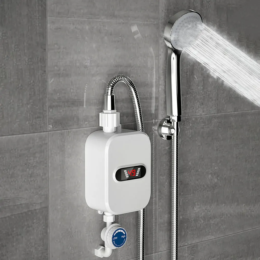 3000W Portable Electric Heater Digital Display Hot Water Heater 110V 220V Tankless Water Heater for Bathroom Hot Water Shower 4