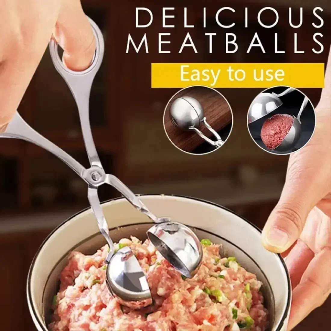 Meat Ball Maker Tool Stainless Steel Clip Round Rice Ball Shaper Spoon Meatball Making Mold Non Stick Stuffed Kitchen Gadget meat ball maker