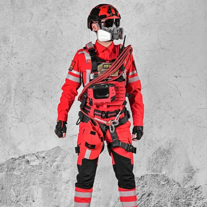 Fire International Emergency Rescue Suit Set Summer Quick Drying Fire Blue Sky Rescue Suit Red Blue