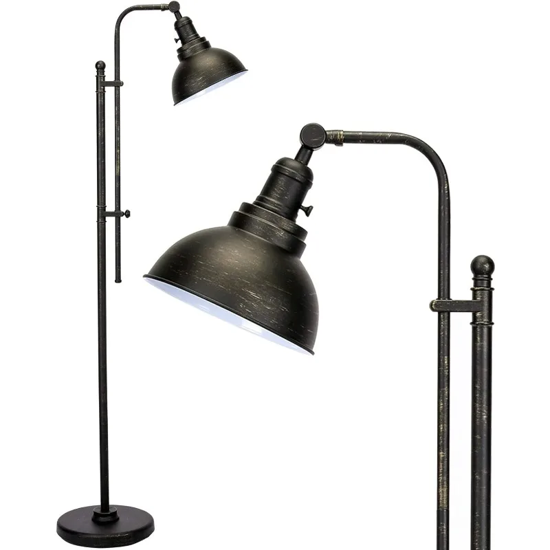 Floor Lamp, 65'' Tall Industrial Floor Lamp, Adjustable Height & Head Vintage Metal Standing Reading Pole Lamp