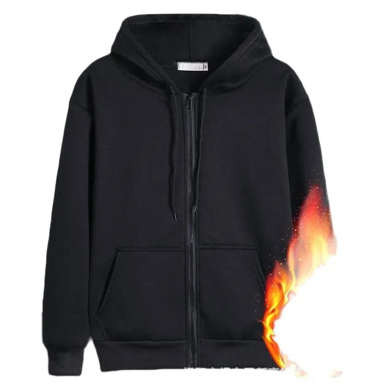 

New 2022 Zipper Hooded Fleece Sweater Men's Solid Color Cardigan Jacket Casual Streetwear Sports Men's Blank Sweater Wholesale