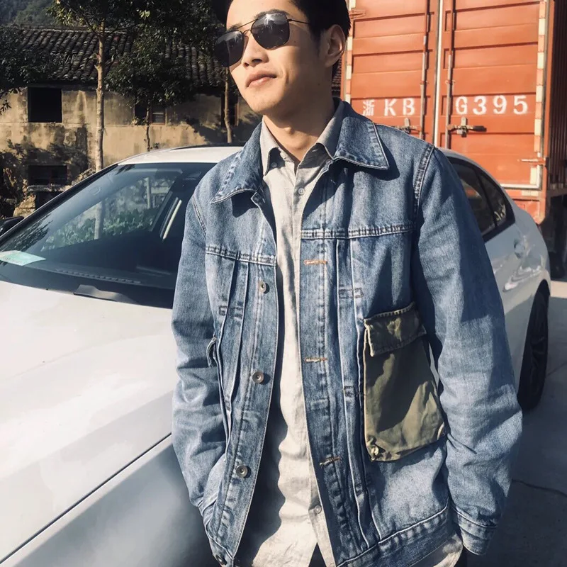 New 2022 Fashion Handsome All-match Denim Jacket Male Spring Autumn Brand Japanese Tooling Retro Casual Washed Patchwork Jacket