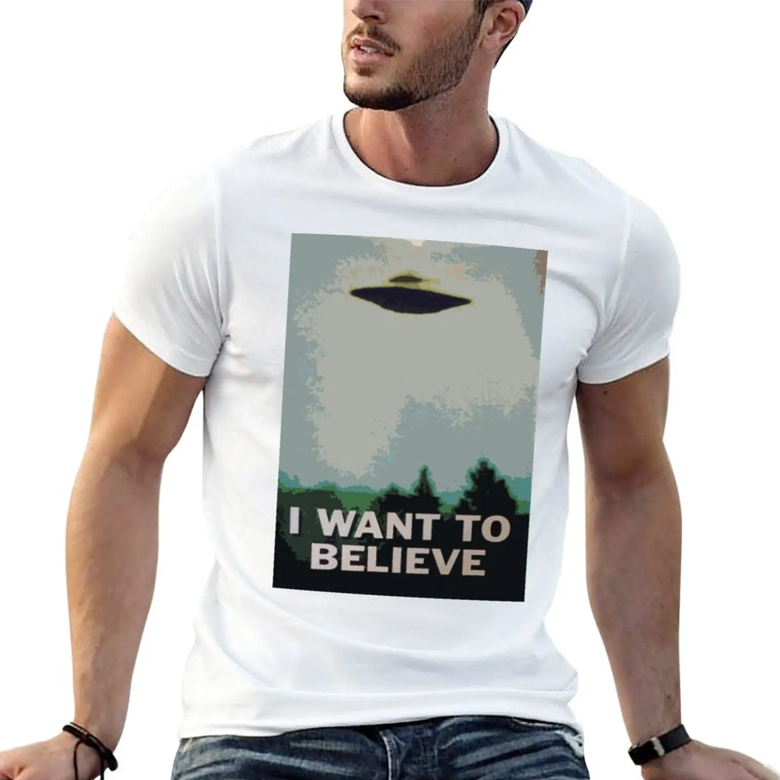 I Want To Believe- X Files T-Shirt Camicie Graphic Tees Abbigliamento Estetico Abbigliamento Kawaii Maglietta Vintage Per Uomo