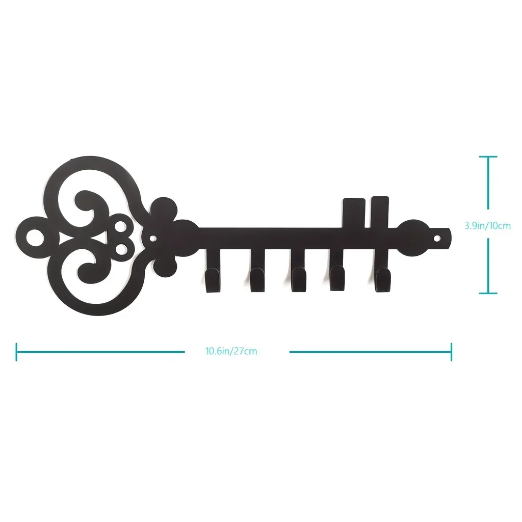 Wall Mounted Key Holder, Key Storage Row Hooks For Wall Decorative , Black Metal Key Organizer Rack Hook for wall key Hanger 2