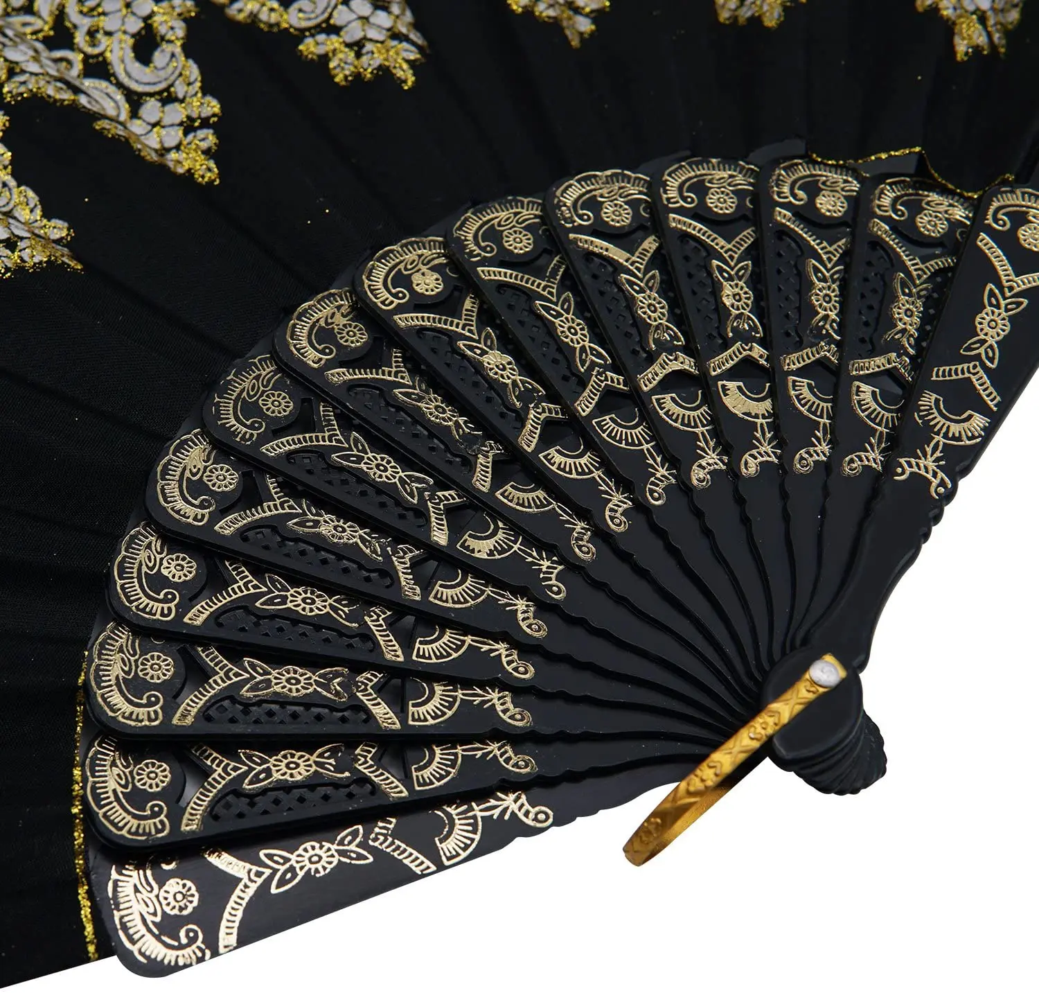 Spanish Folding Retro Pattern Hand Fan Single Flower Folding Fan Chinese Dance Wing Chun Plastic Spanish for Women