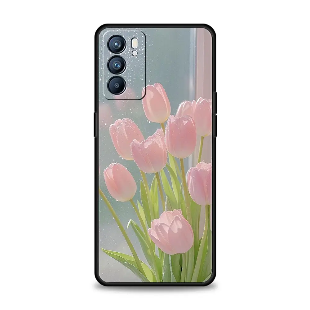 Pink Tulip Flower Love Heart Design Phone Case Cover