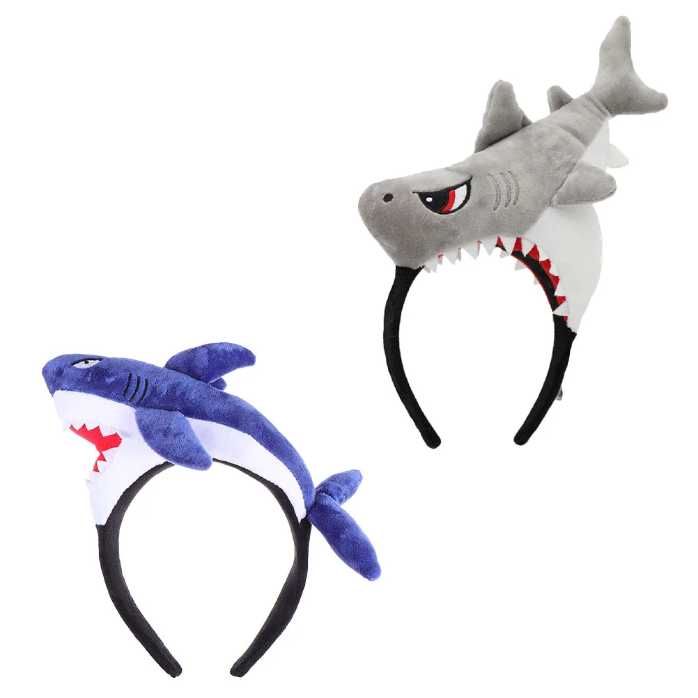 2 Pcs Cartoon Shark Headband Hair Bands Children Party Adorable Decor Accessories Kids Favors Lovely Fabric 5