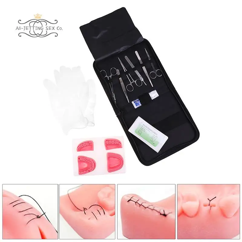 

Dental Surgical Suture Training Kit Suture Practice Model Training Pad Scissors Tool Teaching Equipment Skin Operate Kit