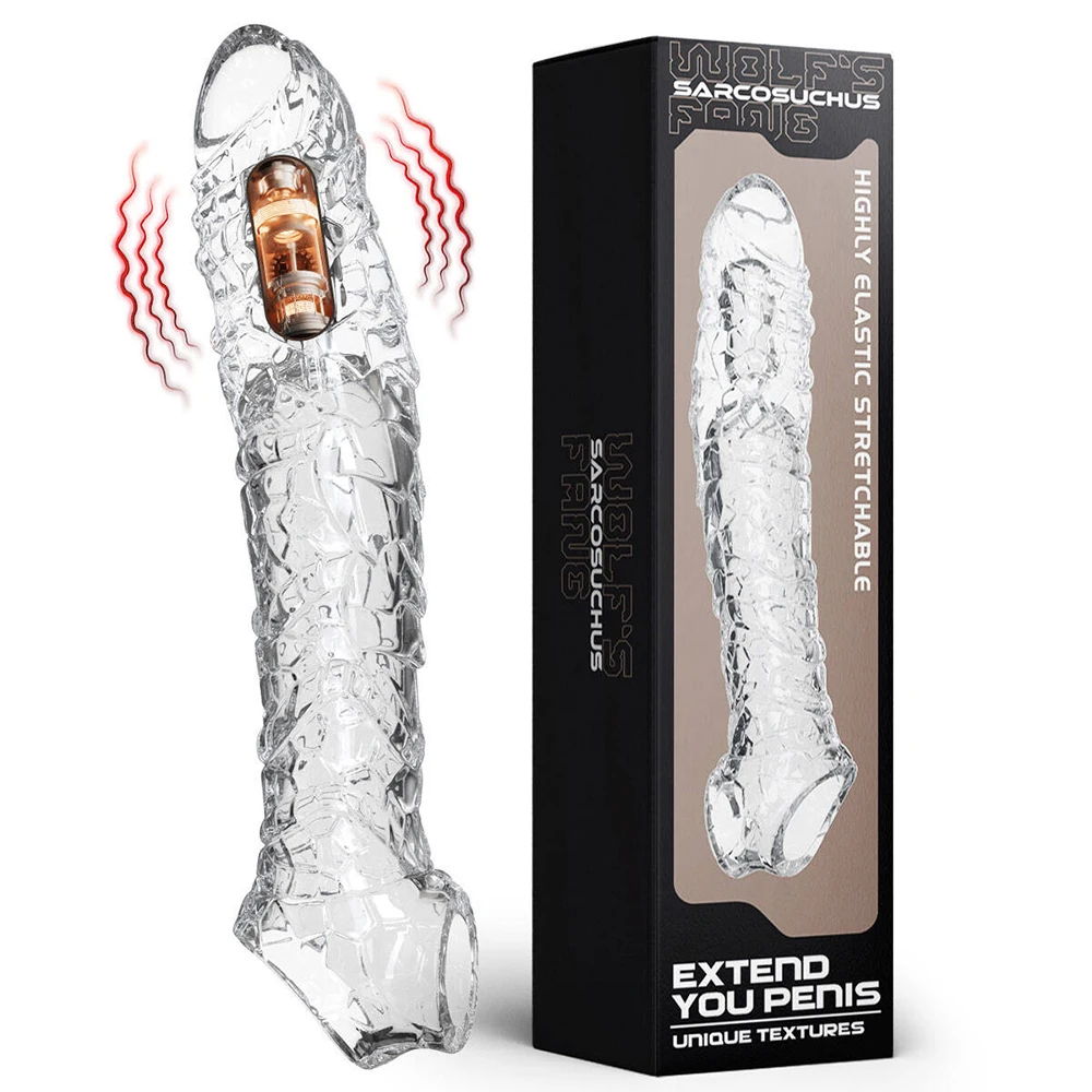 Men Sex Toy Vibrator Penis Enlargement Sleeve Cover Case Cock Header Enlargement Extension Enhancement Silicone Condom