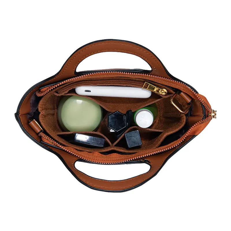 TINBERON Bag Organizer Insert For Woven Food Basket Bag Large Capacity Makeup Cosmetic Bag Handbag Shaper Felt Liner Storage Bag