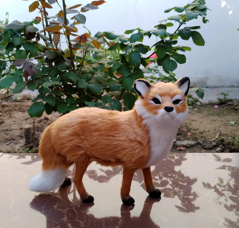 

Новая модель, пластиковые и пушистые лисы, реквизит для рукоделия, подарок для украшения дома около 20x6x17 см