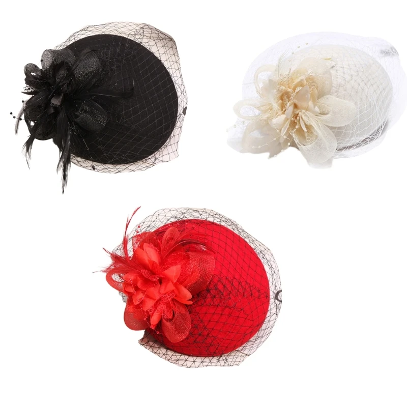 

Vintage Fascinator Hat Mesh Hat for Tea Party Wedding Costume Pillbox Hat Wedding Headwear Mrs. Maisel Dropship