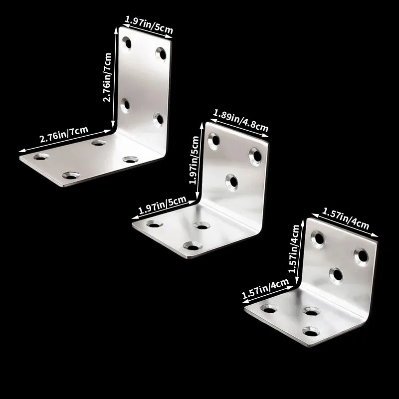 Stainless Steel Corner Code 90 Degree Right Angle Bracket Fastener For Wooden Shelves Chairs Tables 4pcs