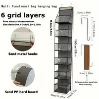 Multi-Layer Transparent Fabric Storage Organizer, Wall-Mounted 6-Grid Household Sorting Bag with Visible Compartments 2