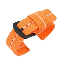Military-Style Nylon Woven Elastic Watch Band - Army Green - 20mm (Orange white-black)