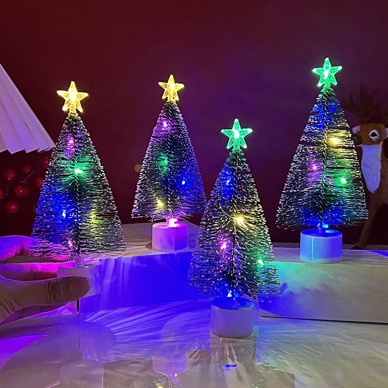 3/1pcs Luminous Christmas Tree Mini Desktop Ornaments Xmas Home Decoration New Year Christmas Party Gifts Supplies Random Color